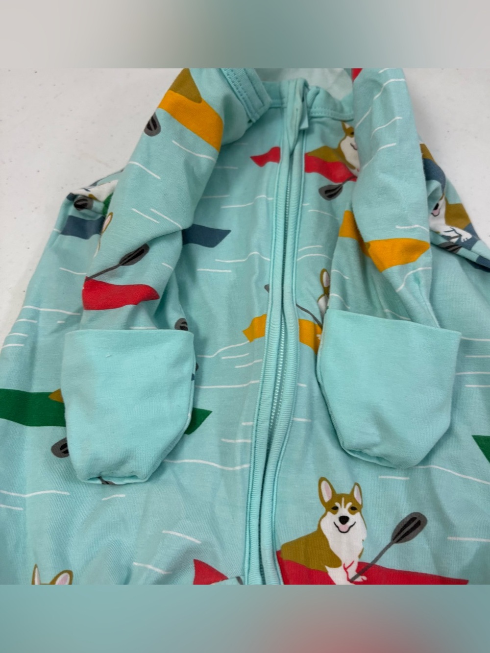 Good Luck sock pajamas Corgi's Kayaking Baby Pajamas newborn light blue - Picture 6 of 6